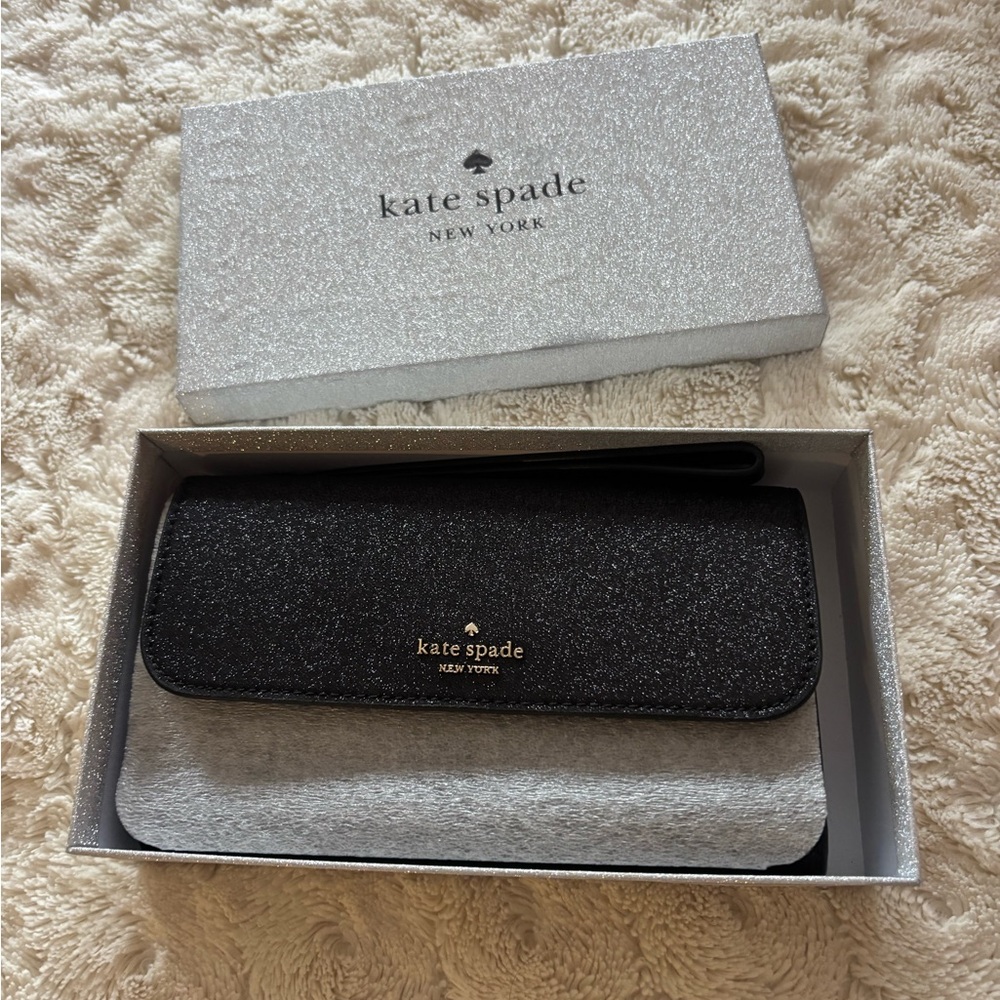 kate spade Black Glitter Clutch Wristlet